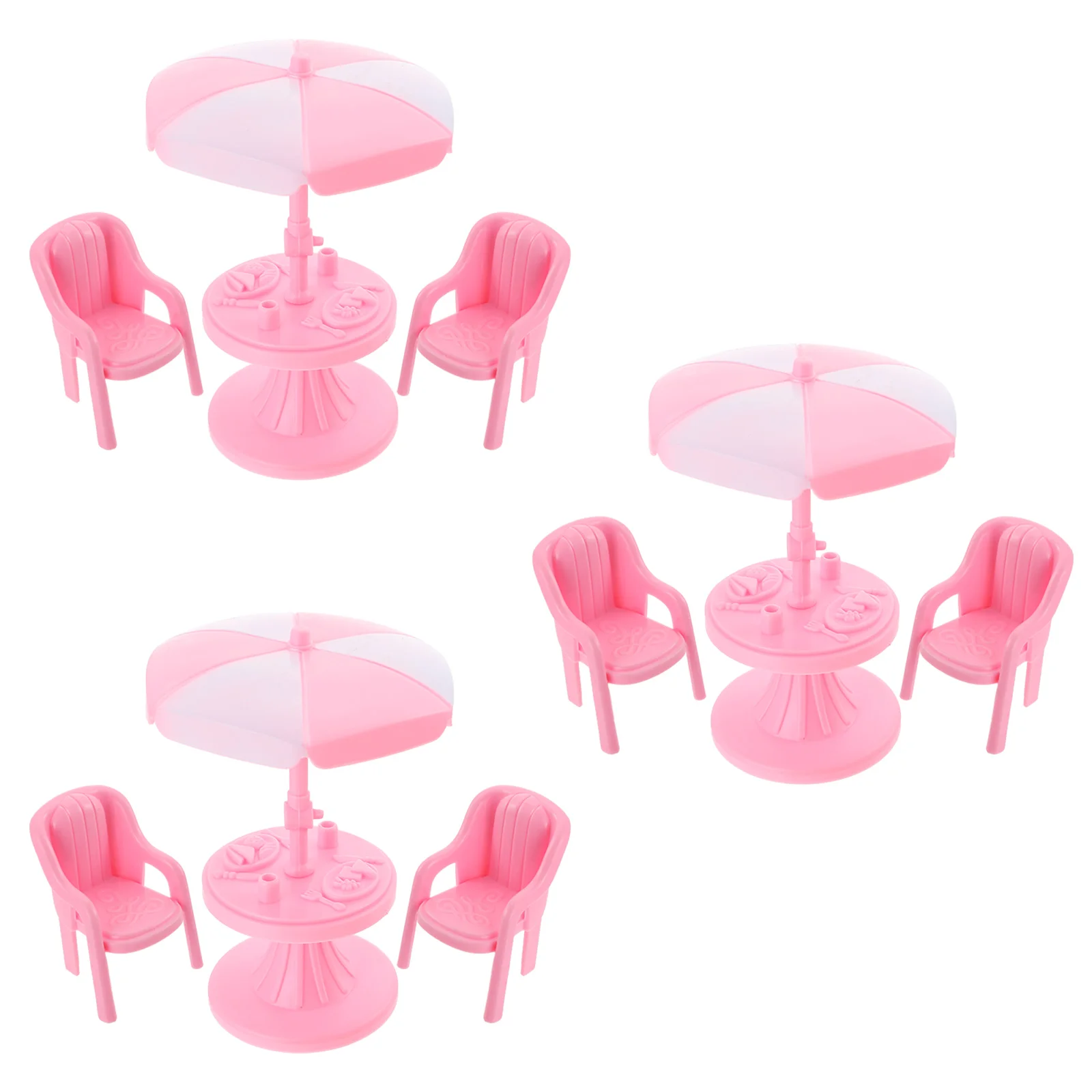 

3 Sets Mini Chair Umbrella Playsets Beach Facility Ornament Miniature Furnishings Baby Desktop