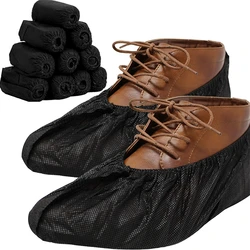 Disposable Boot & Shoe Covers 100Pack Black Non Slip Shoe Covers Durable Boot Booties Protector Covers For Indoors Floors Carpet