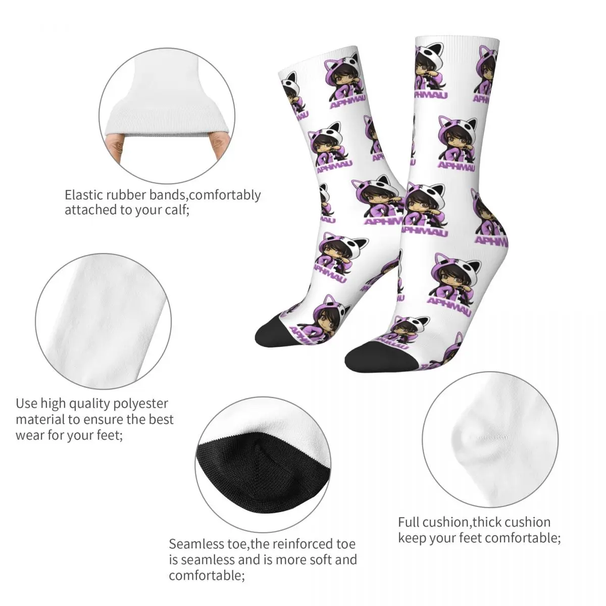 Fashion Men's Socks Casual Aphmau Sock Polyester Cartoon Anime High Quality Women's Sock Spring Summer Autumn Winter