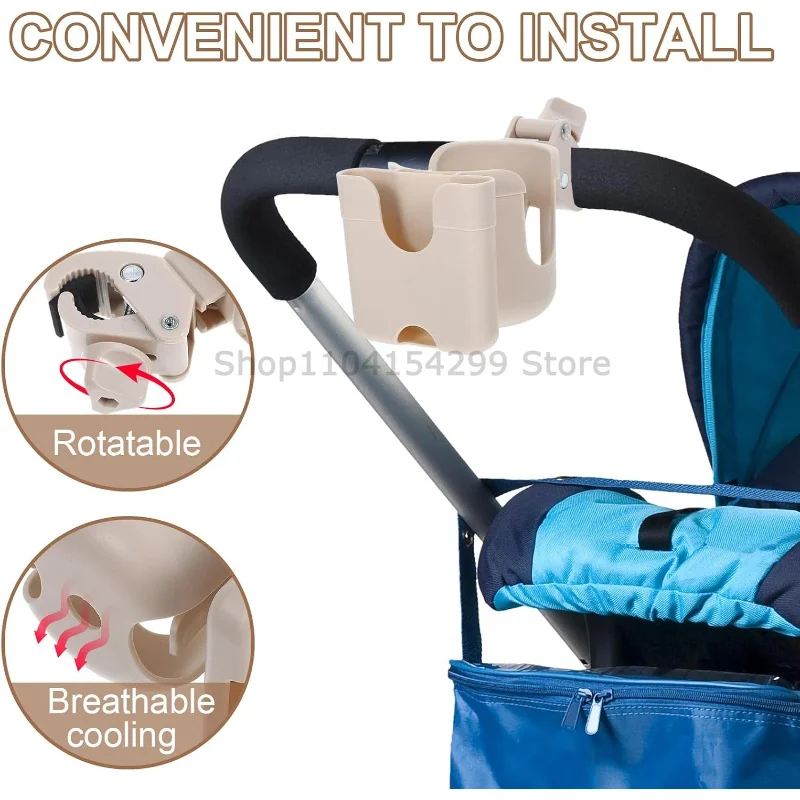 2-in-1 Universal Stroller Water Cup Holder with Phone Holder, Universal Bottle Holder for Bike Wheelchair Stroller Accessories view 2