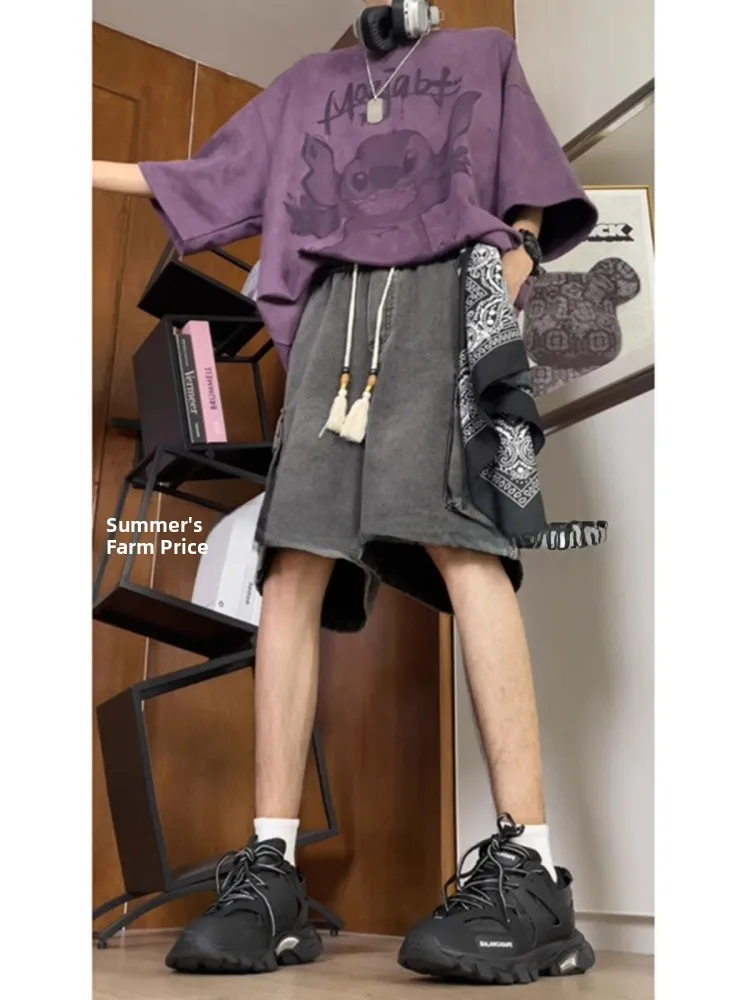 

Новые мужские джинсовые шорты в китайском стиле, летние, повседневные, свободного кроя, больших размеров, спортивные, с несколькими карманами, длиной до колена