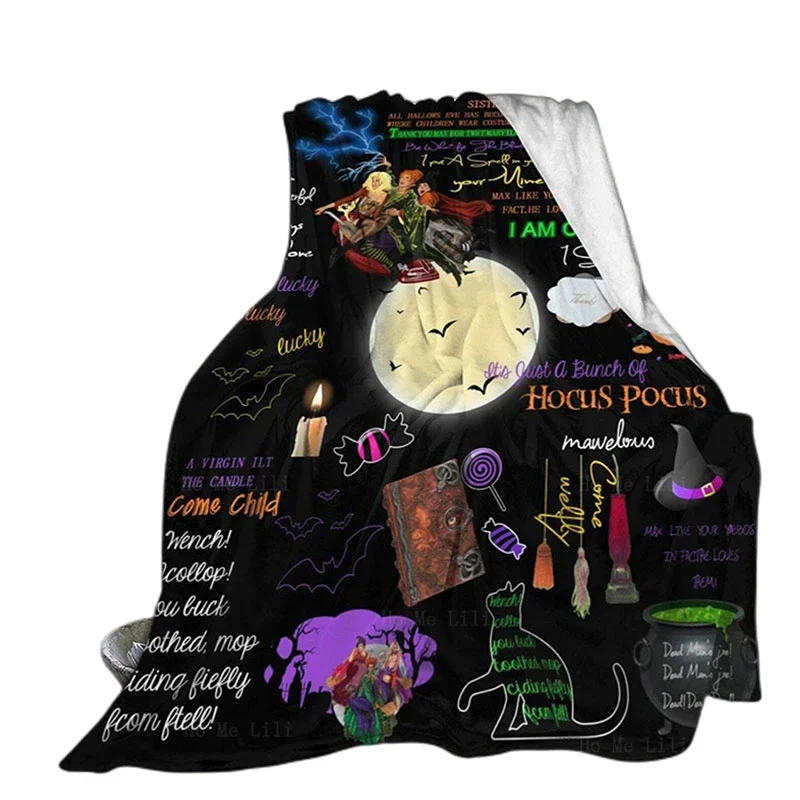 Hocus Pocus-mantas de franela de película aterradora de Halloween para sofá, sofá, cama, decoraciones para el hogar