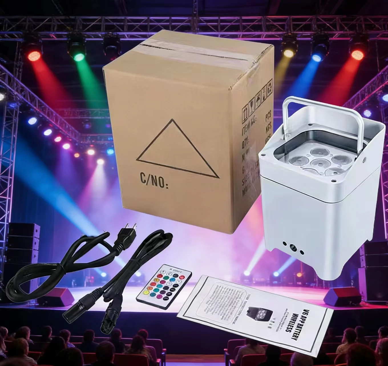 Led Par Light RGB 4-in-1 Stage Wedding Party 6x18W DMX512 Control IP33 Rated 6000K Daylight Aluminum Alloy