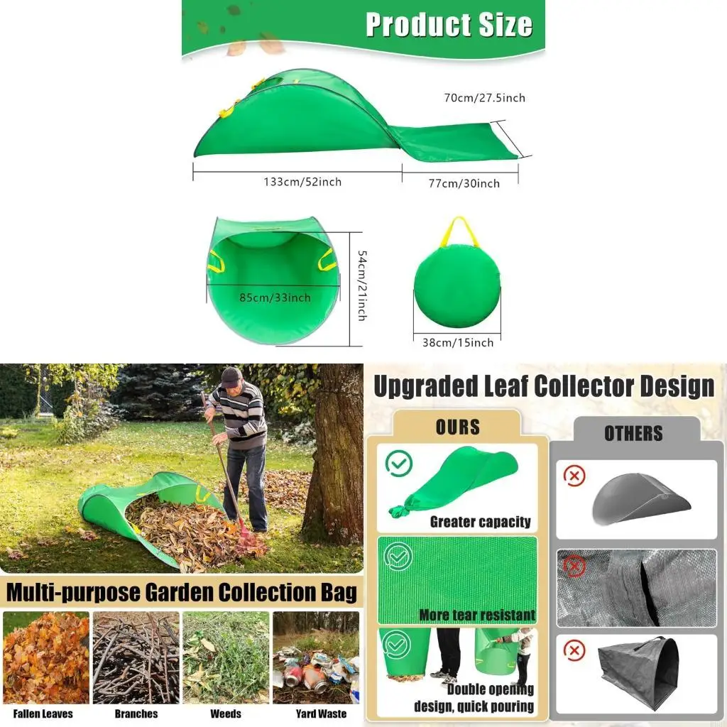 

Reusable Leaf Collector Yard Waste Bag Durable Fabric Design Easy Storage Perfect for Fall Leaves and Garden Cleanup B03E