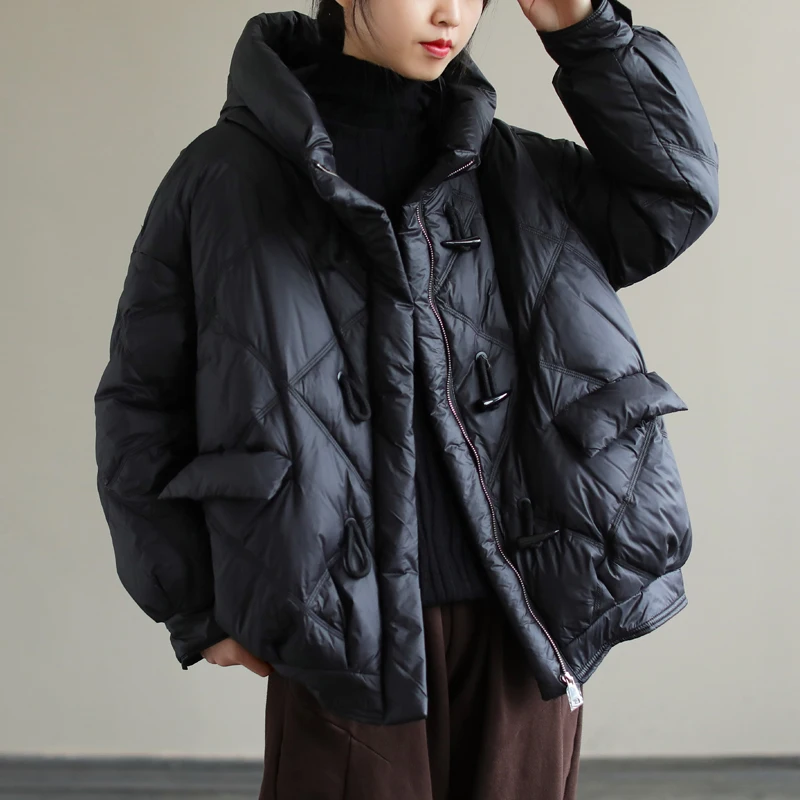 

Trendy Cotton Jaet for ort Women Winter Ins Sle Korean Version Zipper Closure Long Sve Thiened Straight Cut Coat