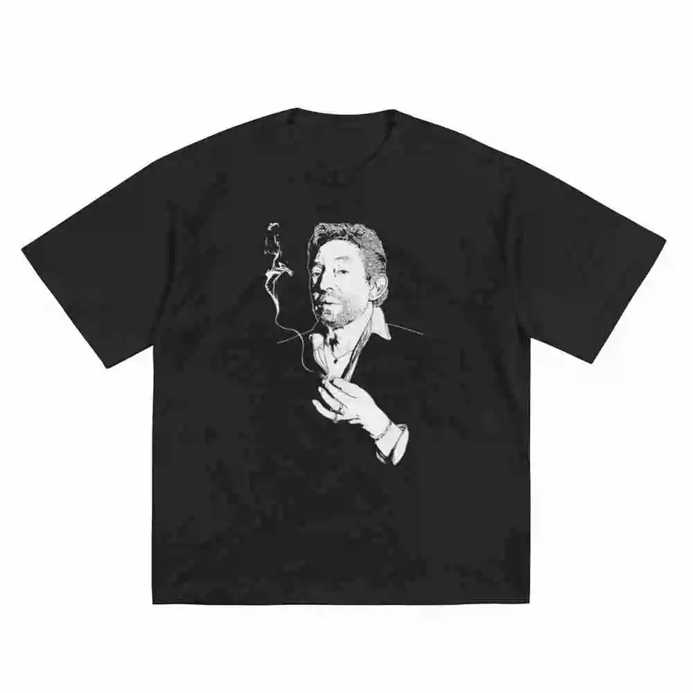 Serge Gainsbourg Smoking Short Sleeve Tee 100% Cotton T-Shirt