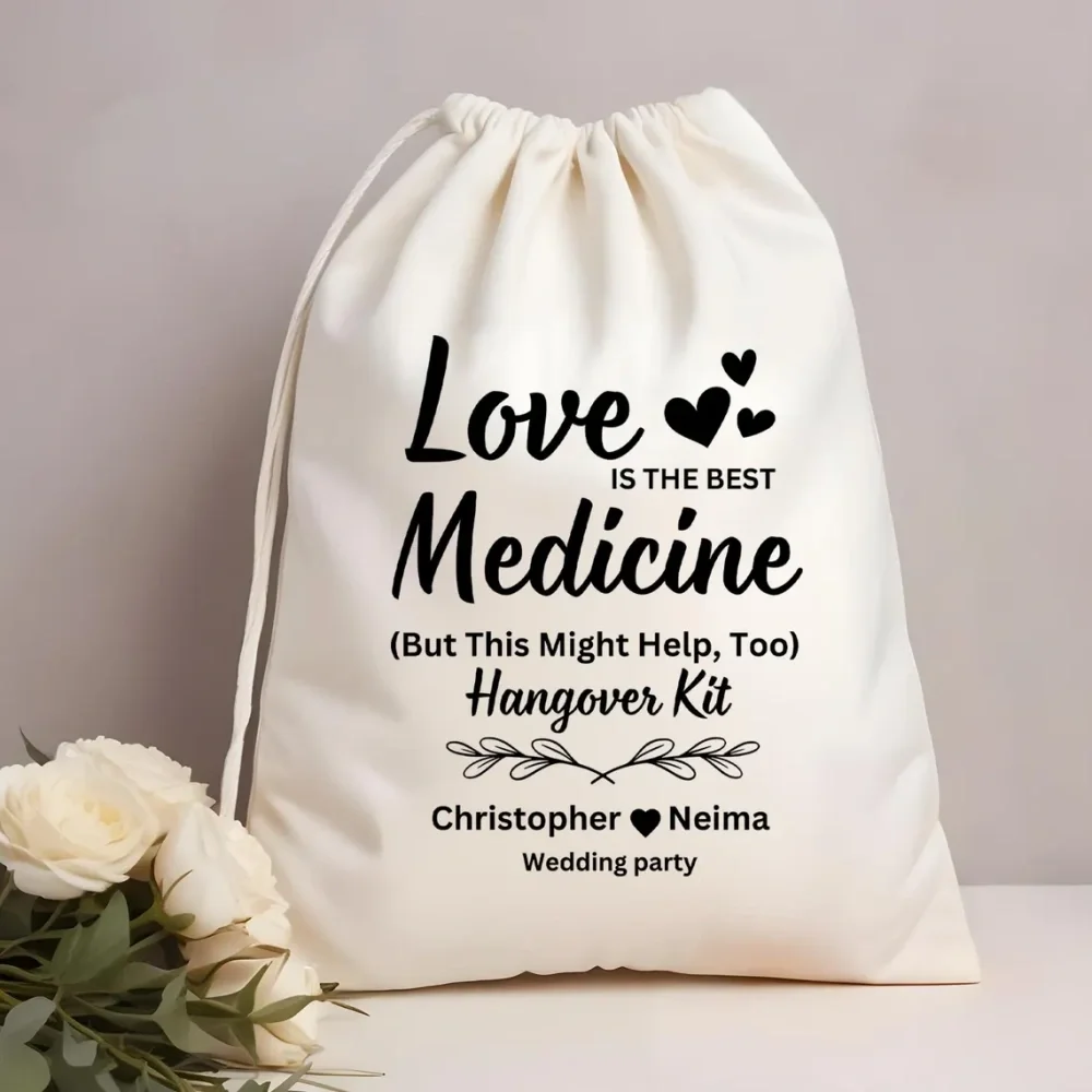 20 Custom Hangover Survival Kit Favor Bags-Love Medicine Kit Bags-Personalized Medical Pouches-Custom Name Birthday Party Bags