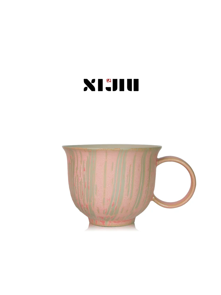 Edition Ceramic Coffee Cup Gift Box Retro Glazed Specialty XiJiu 'Powdered Porcelain' Small Batch Handmade Tea Cup