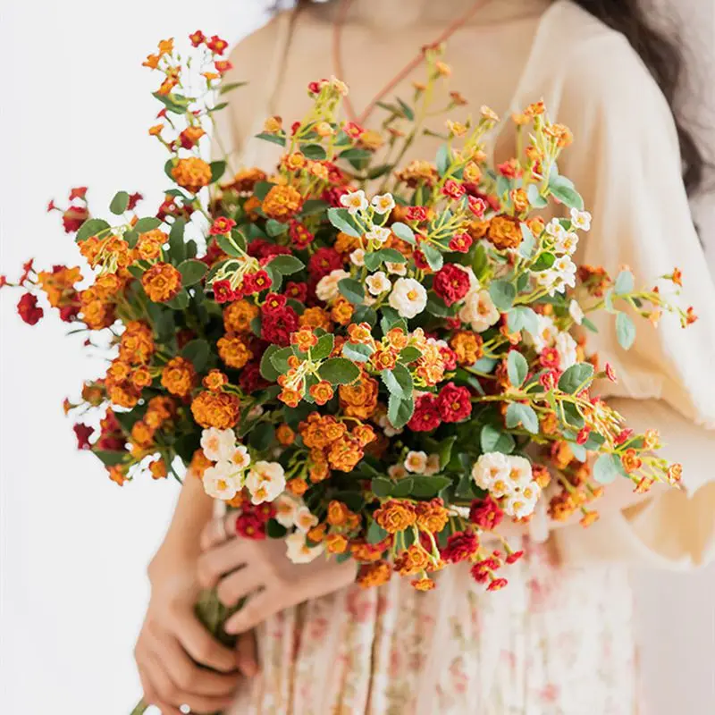 1 ramo de flores artificiales hechas a mano, ramo de margaritas para el hogar, jardín, vacaciones, guirnalda DIY, ramo de novia para fiesta de boda, decoración de habitación con bonsái
