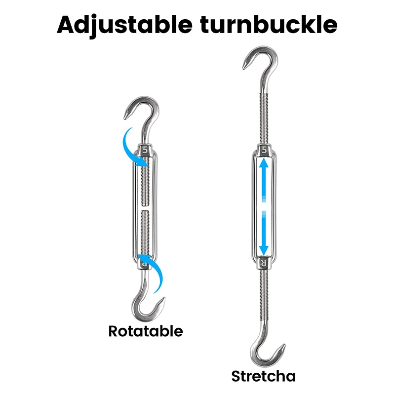 Imagem -05 - Shade Sail Canopy Acessório 304 Triângulo Hardware Kit Turnbuckle Clip Hook 30m mm Pvc Revestido Wire Rope Aço Inoxidável