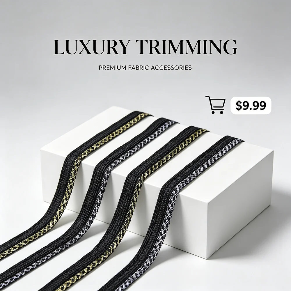 5m/16.4ft Each Pack Black Base Metallic Gold Silver Line Woven Trim Ribbon Dress DIY Garment Sewing Craft Embellishment Supplies