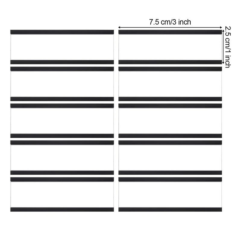 50 buah pemegang Label magnetik dengan tempat kartu Data magnetik dengan pelindung plastik bening untuk rak logam (1X3 inci)