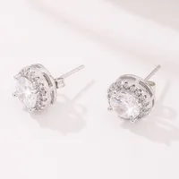 Petites boucles d'oreilles rondes délicates pour femmes, avec zircone cubique brillante, simples et polyvalentes, bijoux à la mode pour adolescents 4