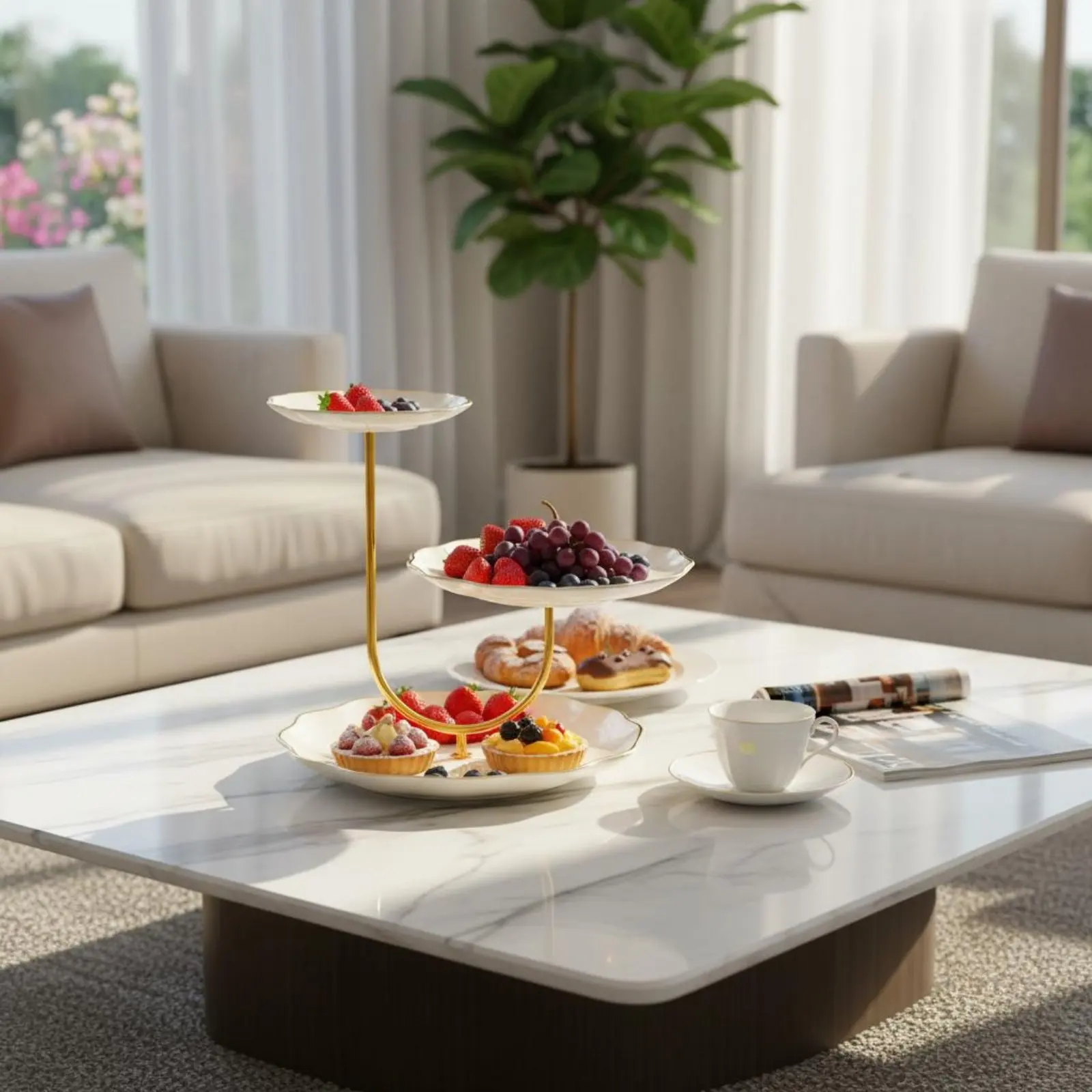 Tiered Serving Tray Transparent 3 Tier Tray Fruit Stand Elegant Dessert Display Stand Space Saving for Cafe