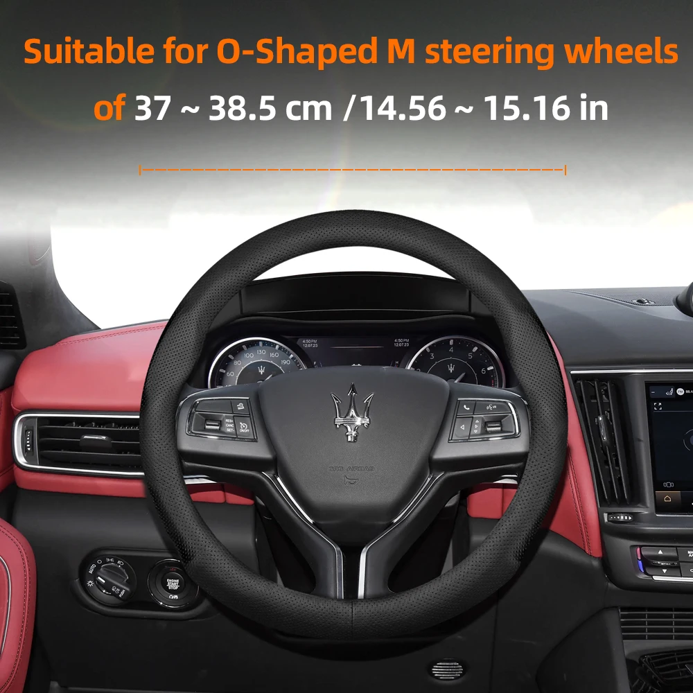 For Maserati Round D-Shaped Steering Wheel Cover Fit Ghibli Levante Granturismo Quattroporte Mc20 Grecale Suv