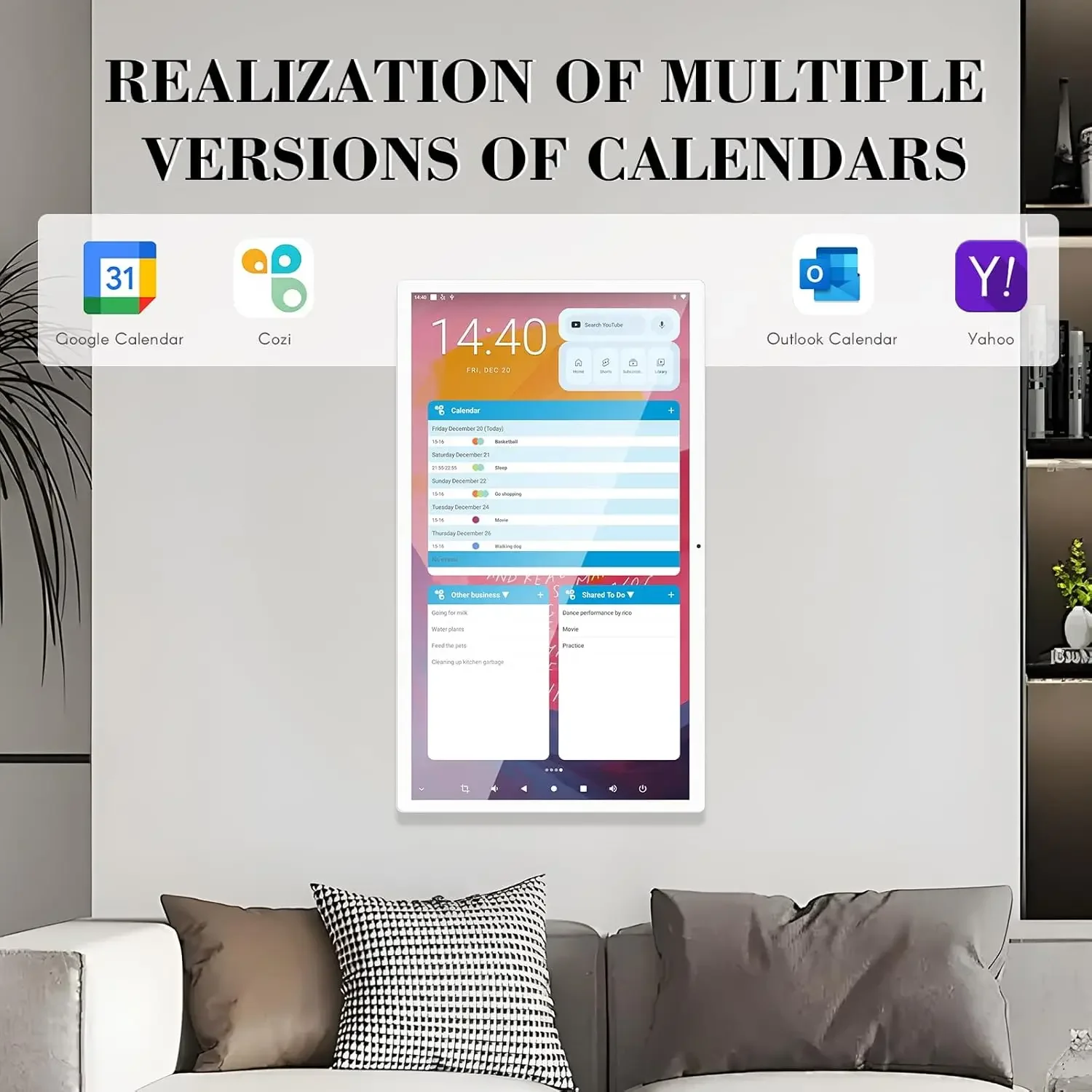 821Popular 2025 Wall Touch Screen 21.5 Inch Digital Calendar 6+128G 1080P WIFI Smart Shared Home/Office Planner Voice Interactio