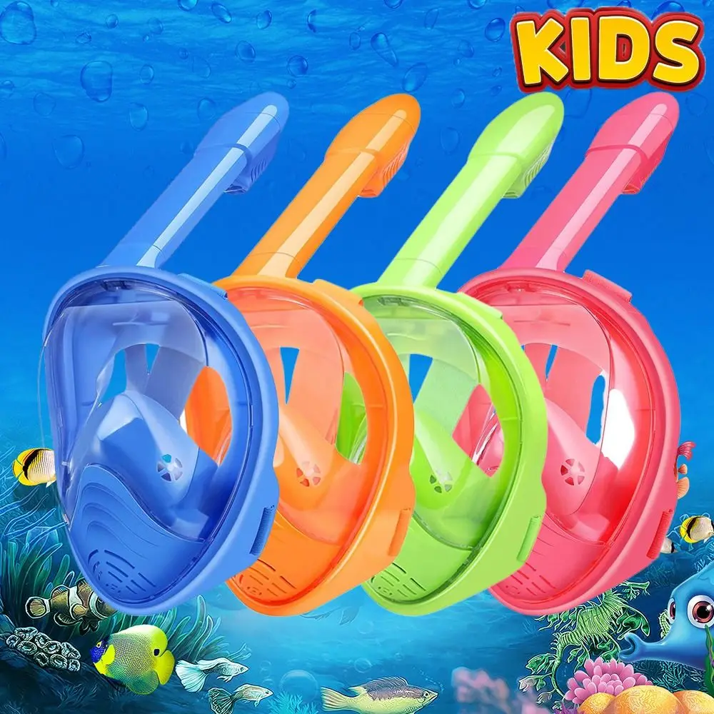 

Safe Anti-Fog Kids Full Face Snorkel Mask Anti-Leak Wide View Snorkeling Swimming Mask Panoramic Easy to Wear Diving Mask Diving