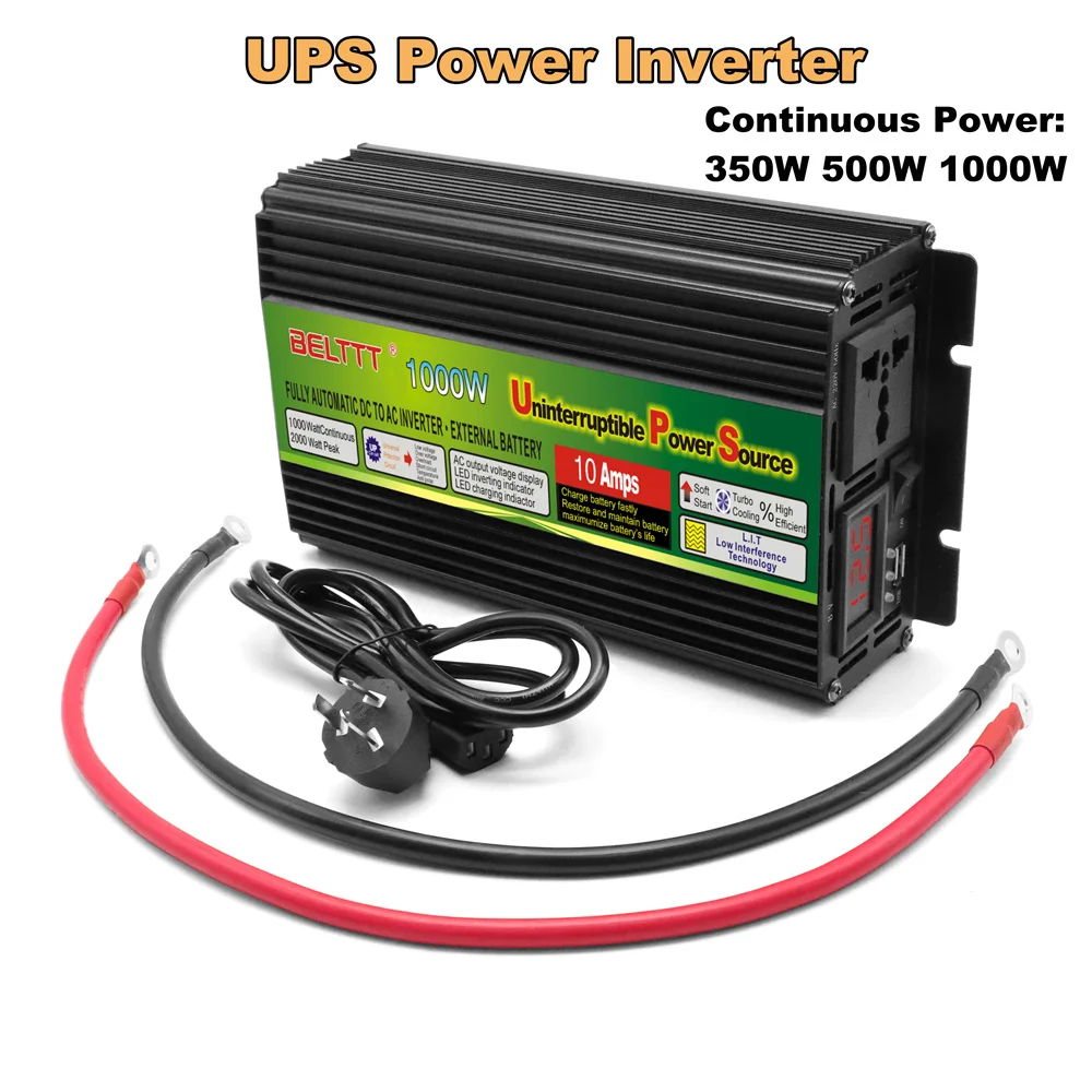 

UPS Power Inverter 350W 500W 800W Continuous Power DC 12V AC 220V Inverter Charger Converter Three-Phase Charging Car Inverter