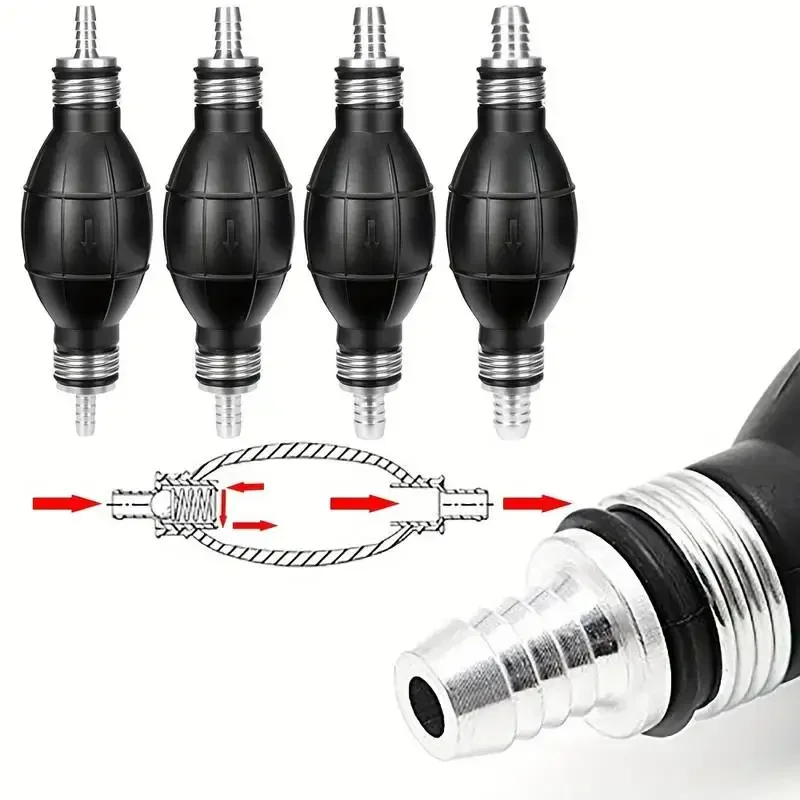 8mm Manual Fuel Pump Pipeline Rubber Aluminum Manual Fuel Primer Bulb Diesel Gasoline Delivery Pump Automobile Ship