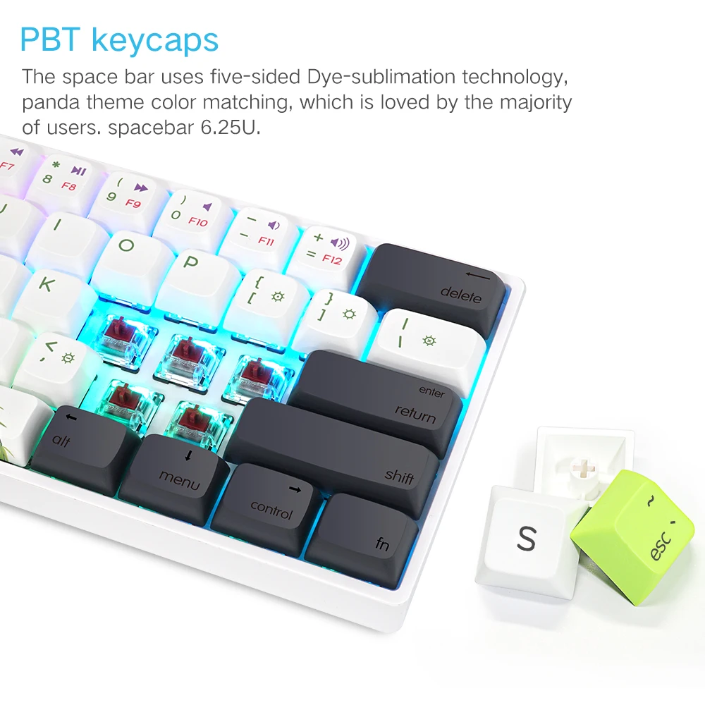 New Product  Factory Supplier 60% Keyboard Mechanical Keyboard Panda Keycaps Mechanical Keyboard