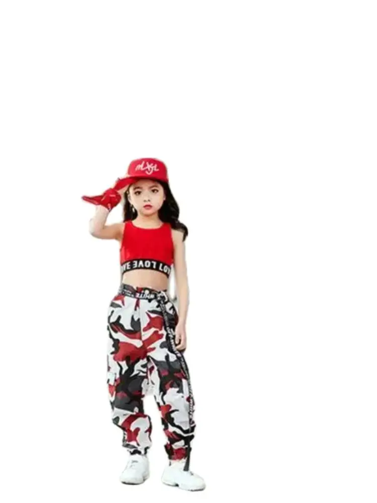 1 Buah/Banyak Anak-anak Jazz Dance Kostum untuk Anak Perempuan Hip Hop Street Dancing Pakaian Anak-anak Tarian Kinerja Pakaian