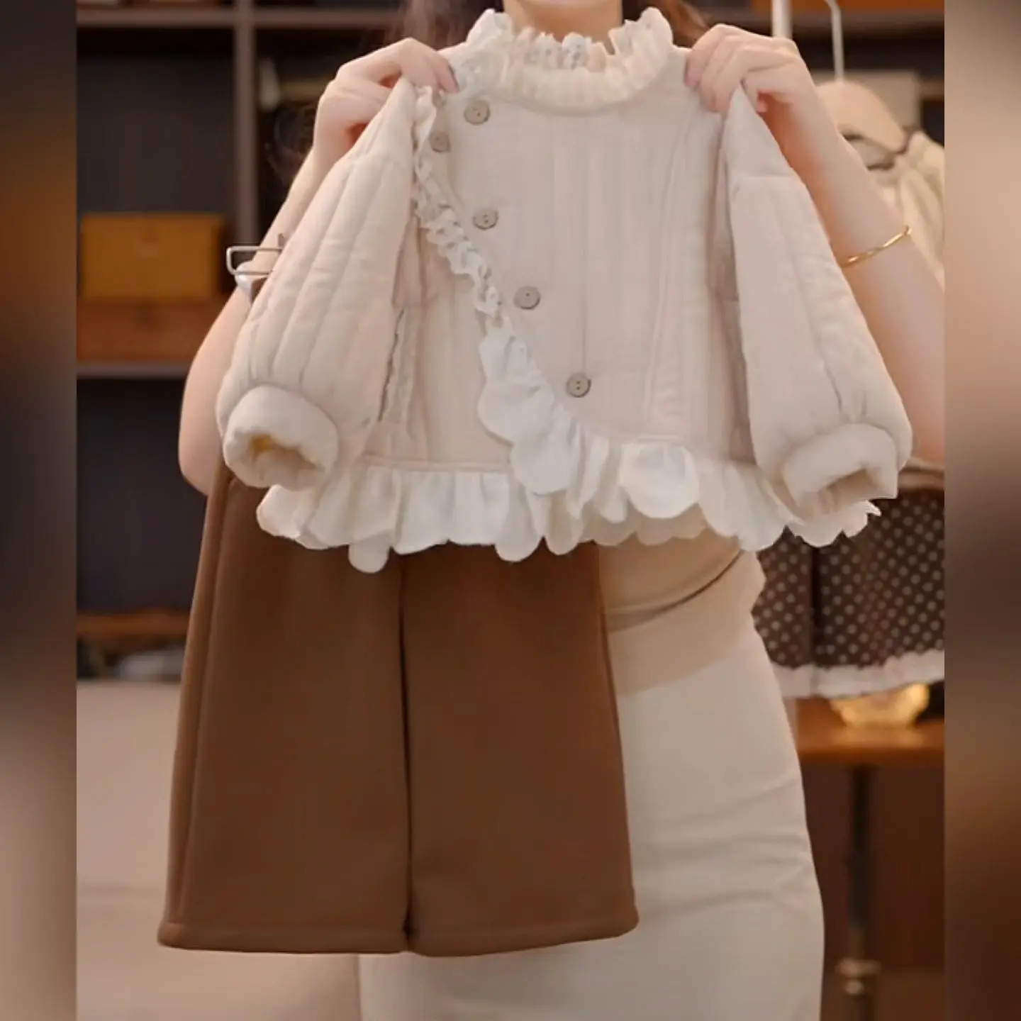 Girls' Warmful Simple Cotton Coat 2026 New Item, Baby Lace Coat, Baby Girl Solid Color Lace Top Trend