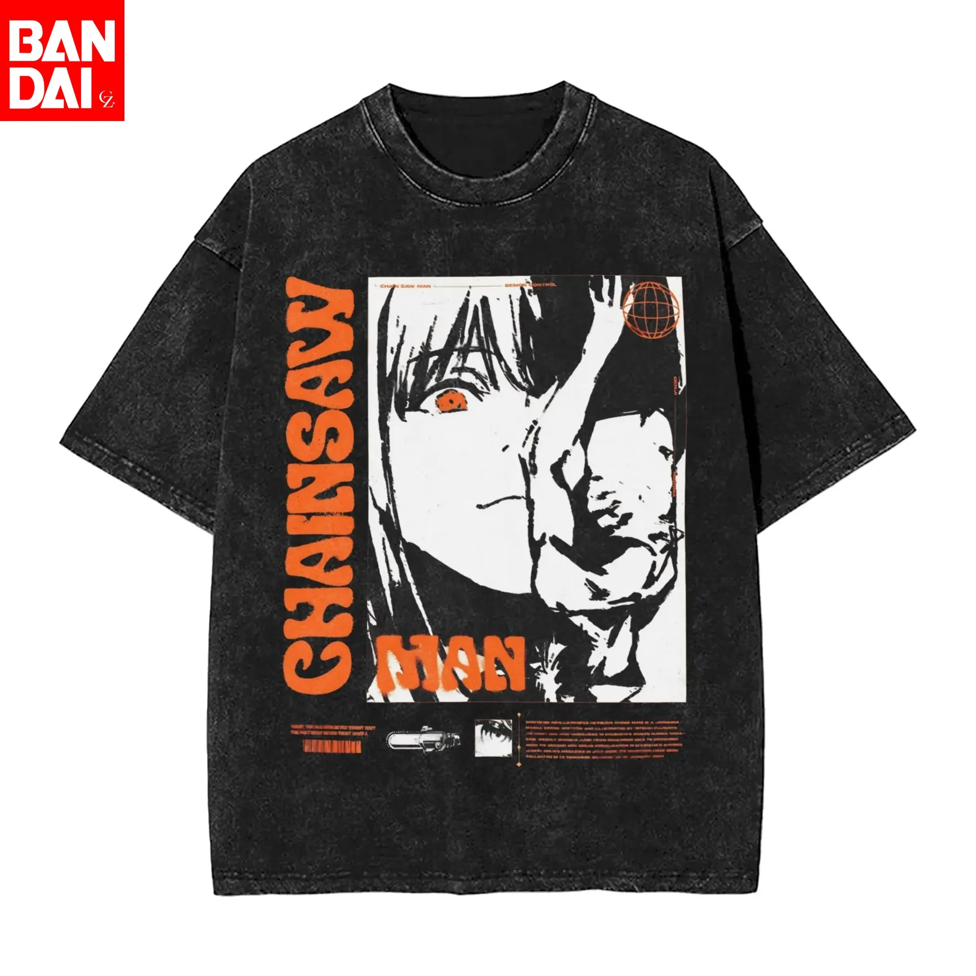 Makima Chainsaw Man Bedrucktes T-Shirt für Herren und Damen, übergroße, lässige T-Shirts, Gothic-Vintage-T-Shirts aus reiner Baumwolle, Tops