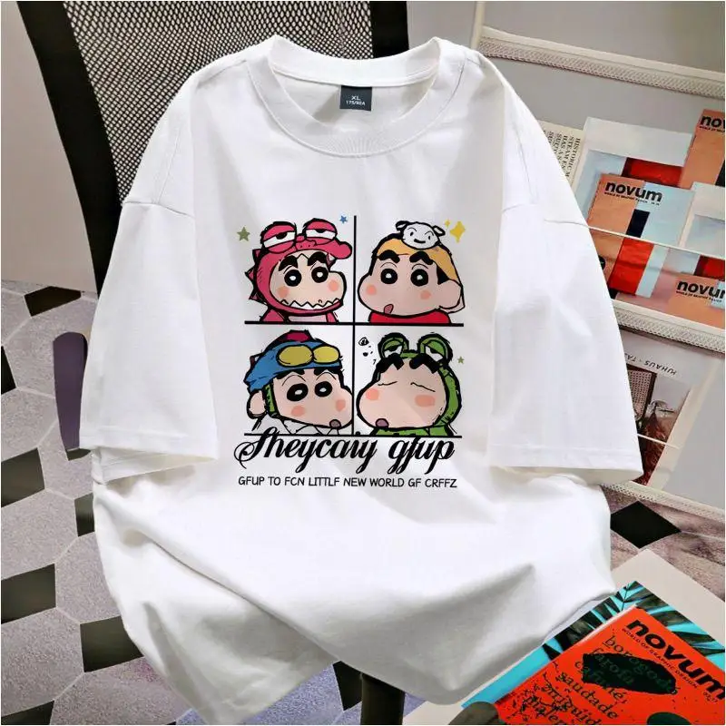 

New Kawaii Crayon Shin-Chan Short Sleeve Anime Cute Cartoon Men and Women's Lazy Summer Ins Pure Cotton Versatile Top Girl Toy