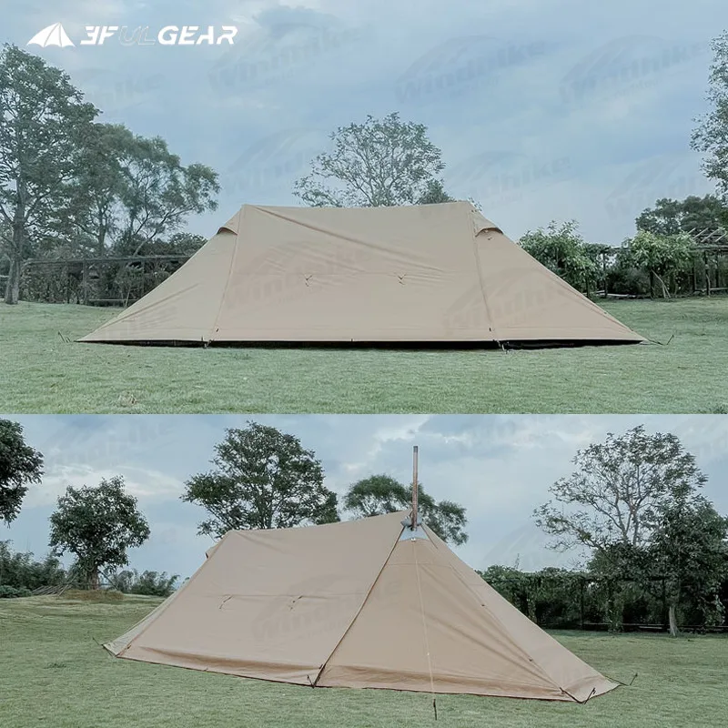 3f ul engrenagem tenda de acampamento de luxo portátil 2 quartos 1 salão 35m 35grande espaço 4 estações caminhadas tenda da família com saia de neve upf50 +