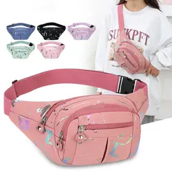 Hot Stamping Letters Waist Bags Multifuntional Waist Bags for Women Waterproof Oxford Casual Waist Packs Crossbody Chest Bags