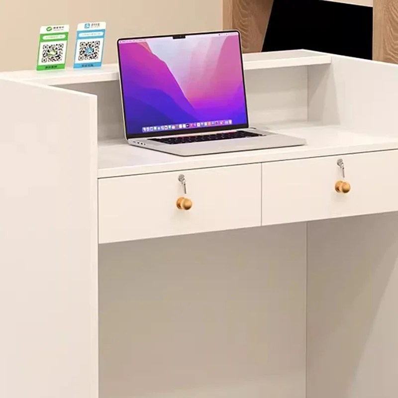 Rotary Endoscope Design Display Reception Desks Classic White Modern Cashier Reception Desks Office Luxury Mostrador Negocio image 4