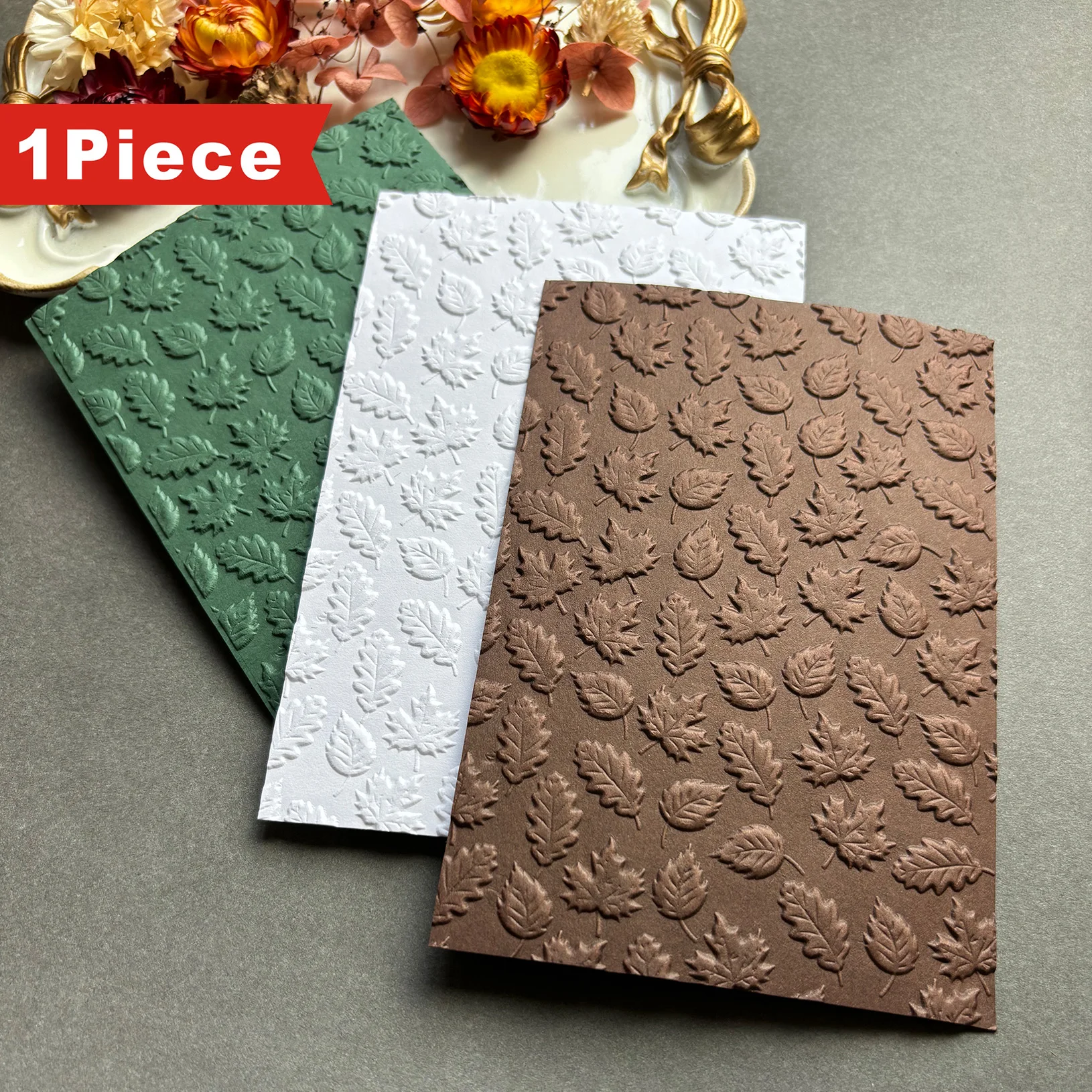 ** „Diverse Leaf Shape Combination Pattern Design“ 3D-Relief-geprägte Ordner – langlebiger weißer Kunststoff, ideal für die Kartenherstellung und