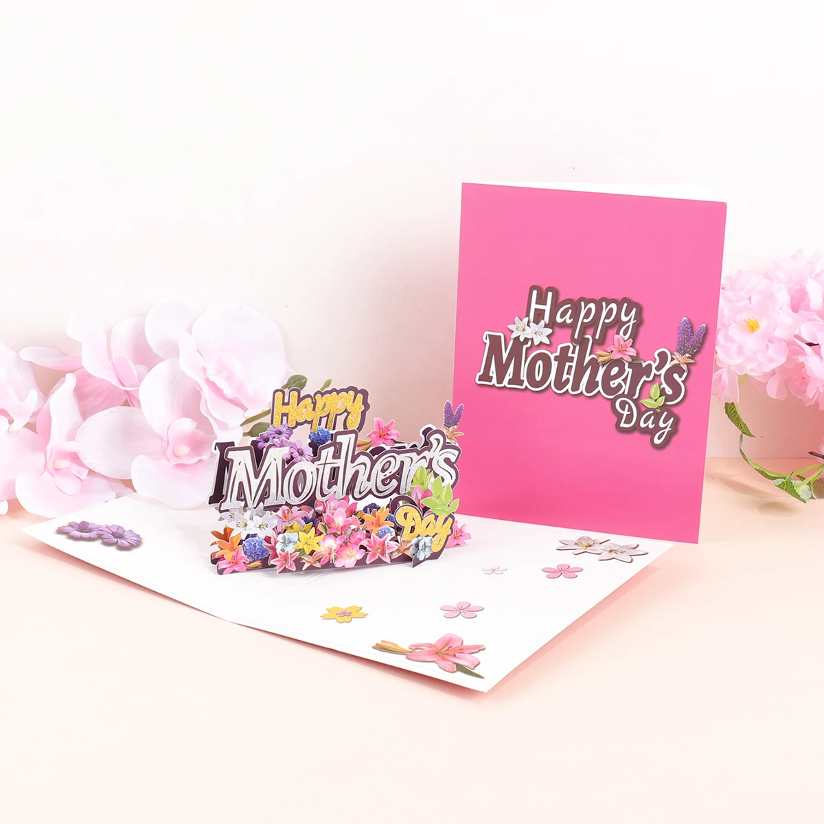 

3D английское благословение, цветочная всплывающая поздравительная открытка, записываемая благодарственная открытка ко Дню матери с заметкой-конвертом, праздничный подарок для мамы