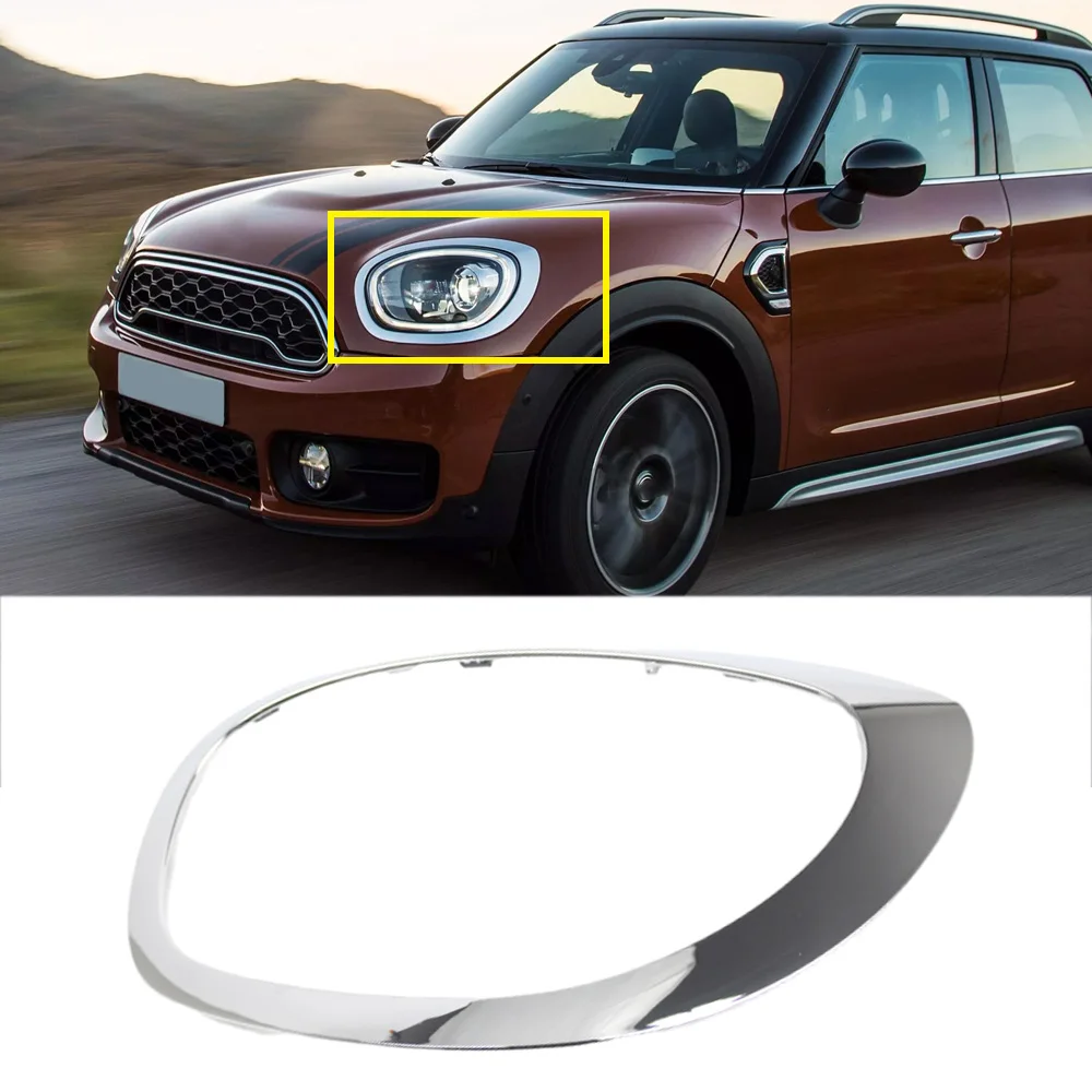 

For BMW Mini Cooper Countryman F60 F61 2017 2018 2019 2020-2023 Chrome Headlight Trims Cover Rings 51137388117 51137388118