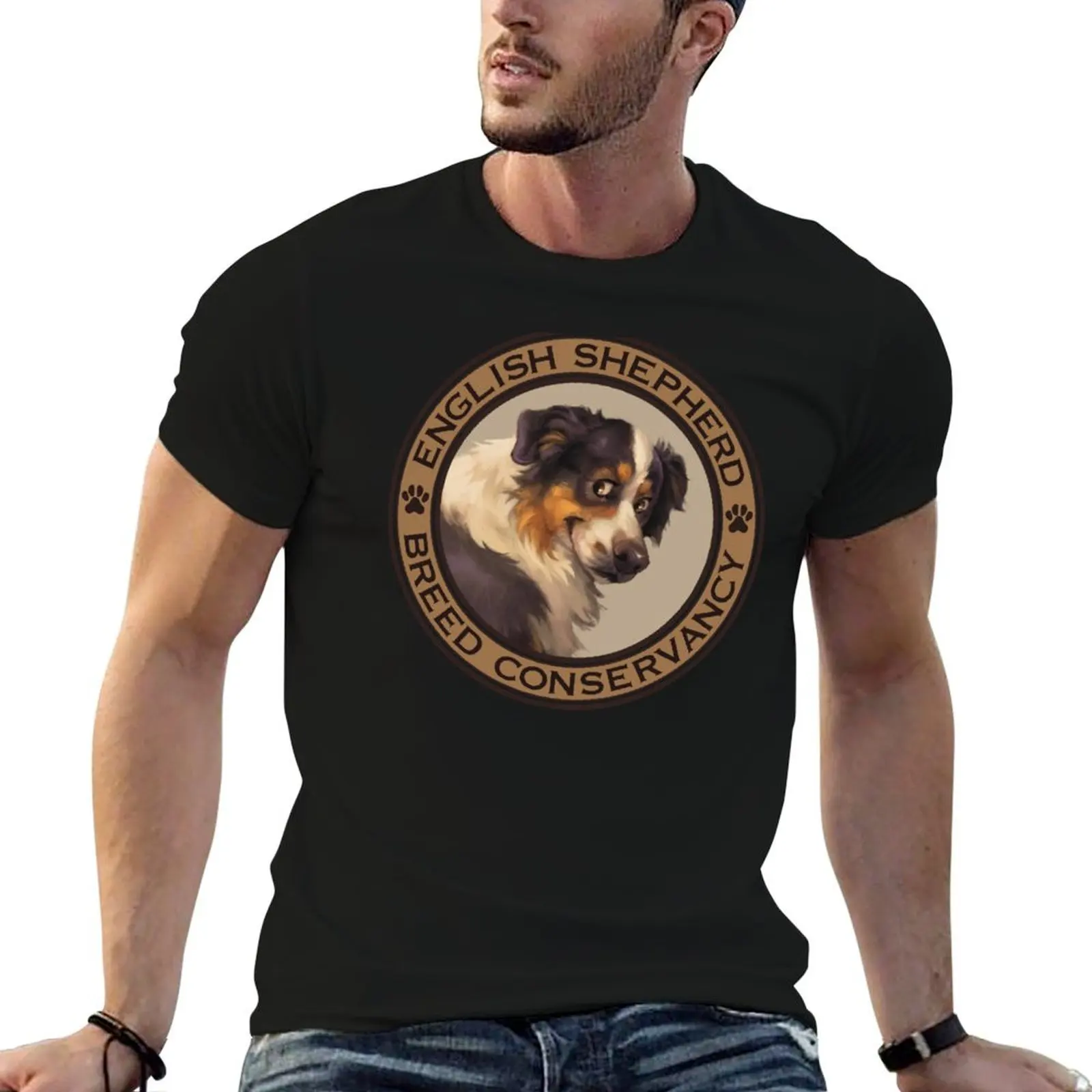 English Shepherd Breed Conservancy Tan Circle- Black Tri T-Shirt for a boy cute clothes quick-drying mens workout shirts