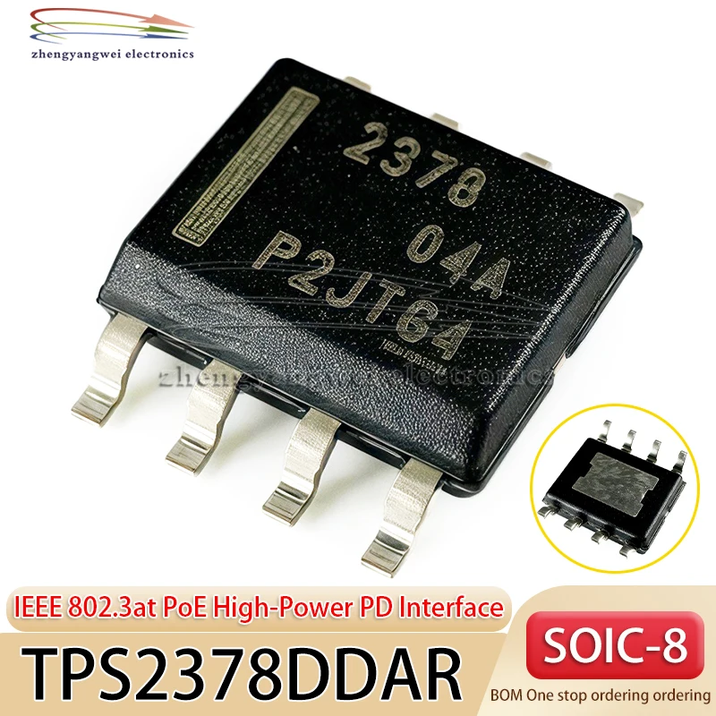 5PCS TPS2378DDAR 2378 SOIC-8 High-Power PD Interface Chip Ethernet Transceiver