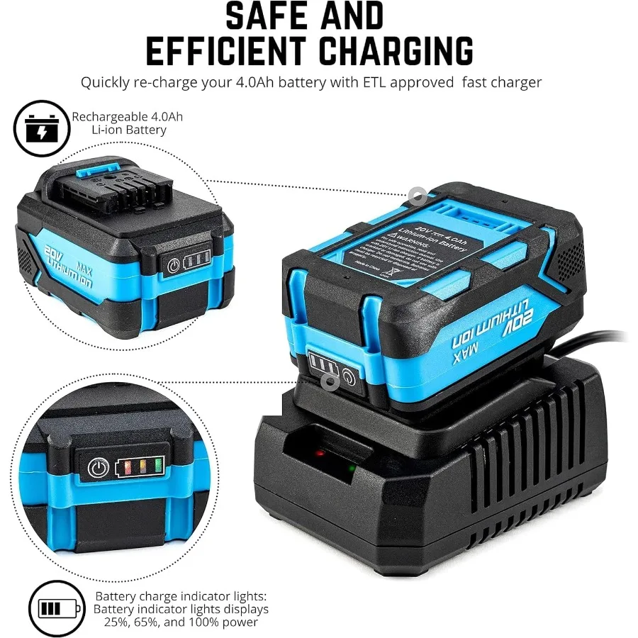 Cordless Rotary Hammer Drill for Heavy-Duty Demolition and Construction Applications with 20-Volt Li-ion Rechargeable Battery F