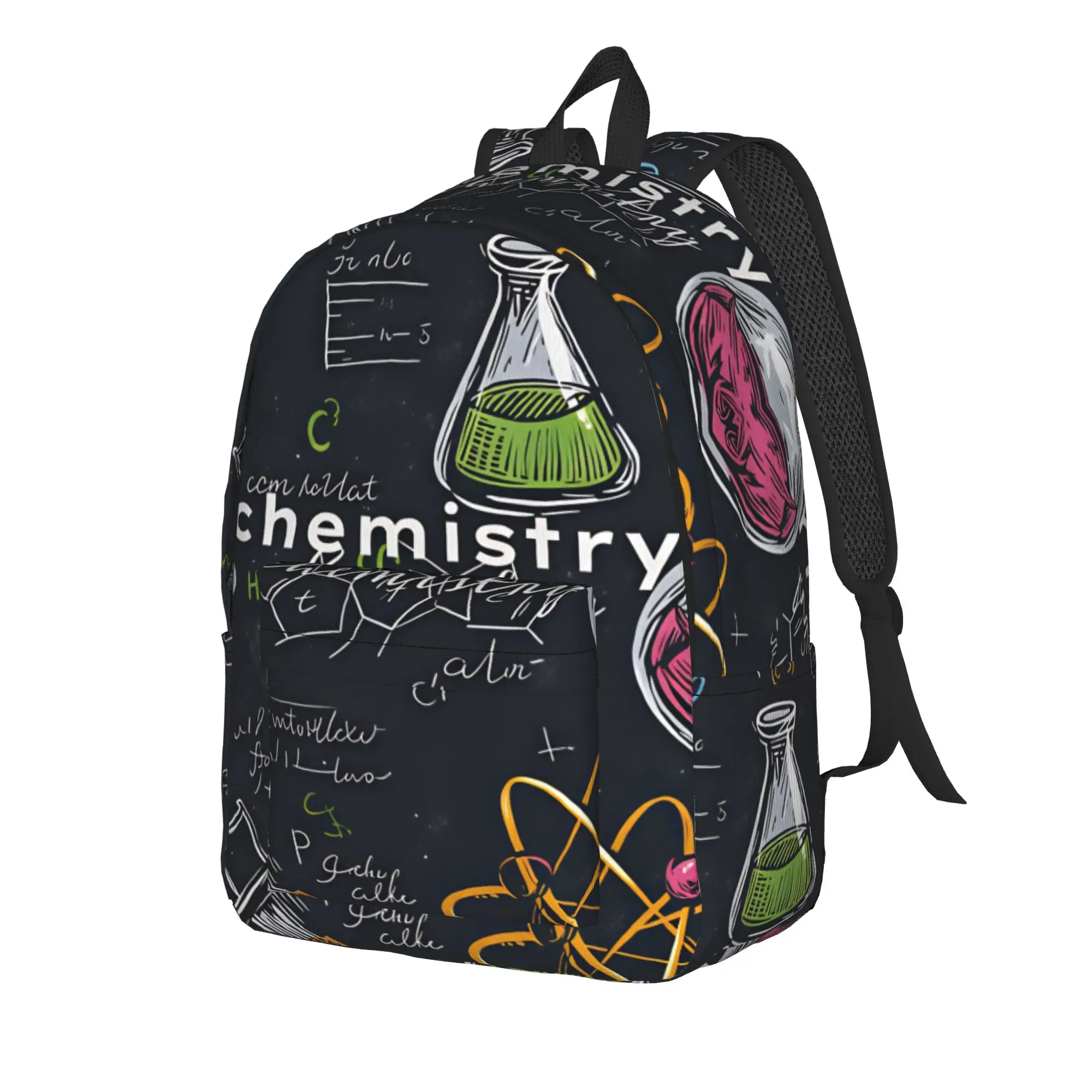 Color Chalk Chemistry Doodle Background Backpack  Camping Backpacks Youth Design Durable High School Bags Elegant Rucksack