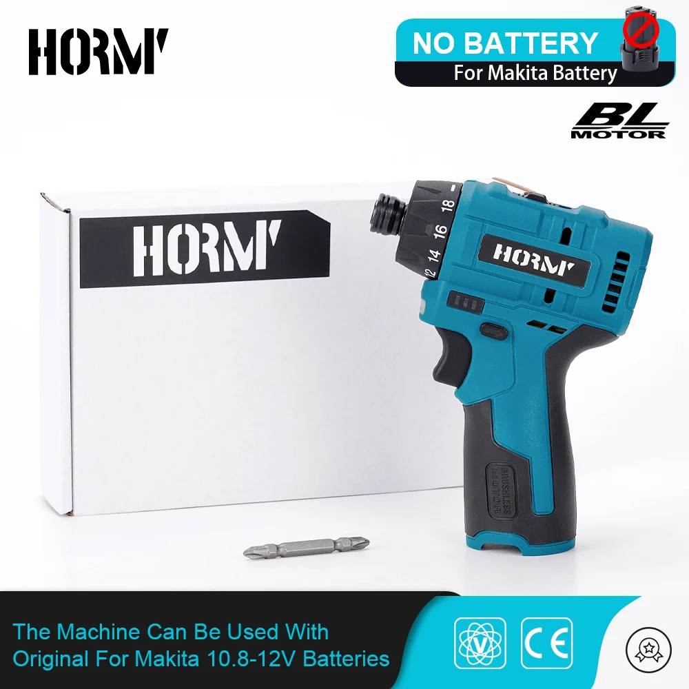 Electric Cordless Screwdriver 35N.m Rechargeable Household Drill Hammer Driver No Battery Handle Drill For Makita 12V Battery