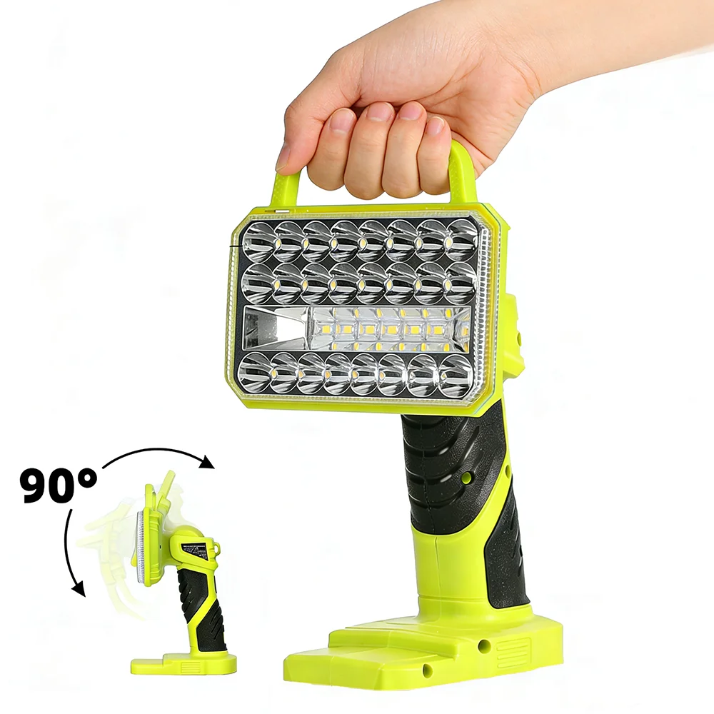 

18W Cordless LED Flashlight for Ryobi 18V Lithium-ion Battery, 2000LM Handheld Work Light with USB Charger Port for Camping