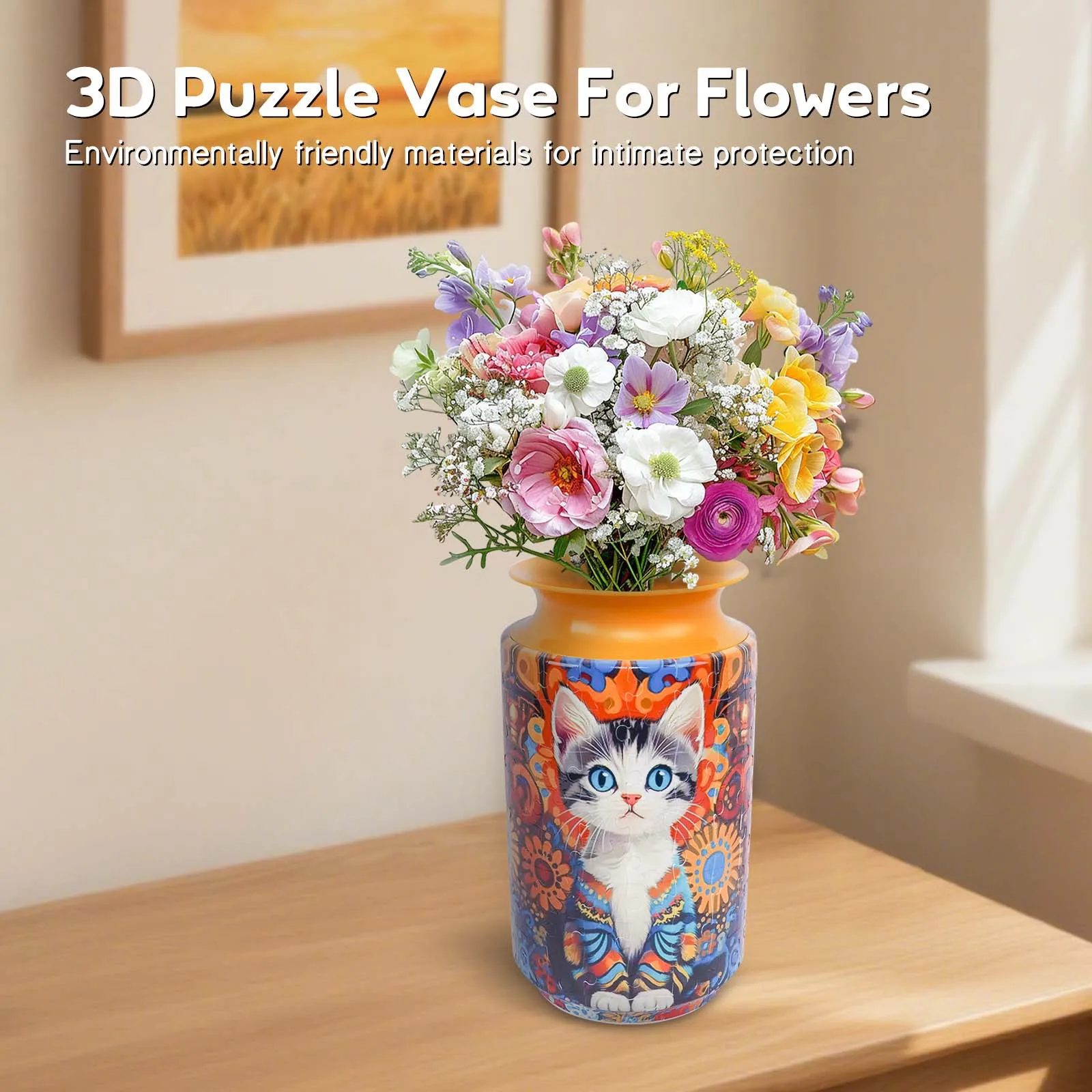 Creative DIY Living Room Vase Decoration 3D Puzzle Flower Arrangement Vase Home Decoration Crafts Gift