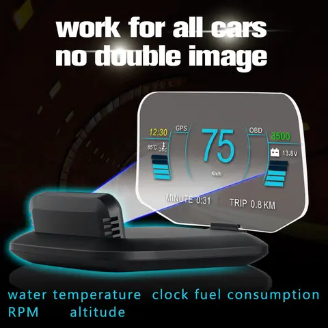 OBD2 C1 내비게이션 HUD 자동차 GPS 헤드업 디스플레이 속도 OBD 프로젝션 속도계 수온 주행 거리 대형 글꼴 OBD2 C1 내비게이션 HUD 자동차 GPS 헤드업 디스플레이 속도 OBD 프로젝션 속도계 수온 주행 거리 대형 글꼴