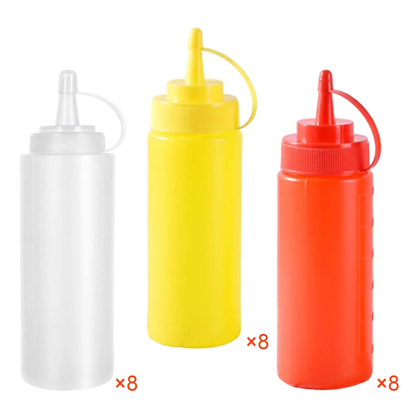 

8Pcs Portable Sauce Bottles Salad Condiment Bottles 250ml for Restaurant Condiments Syrup Ketchup