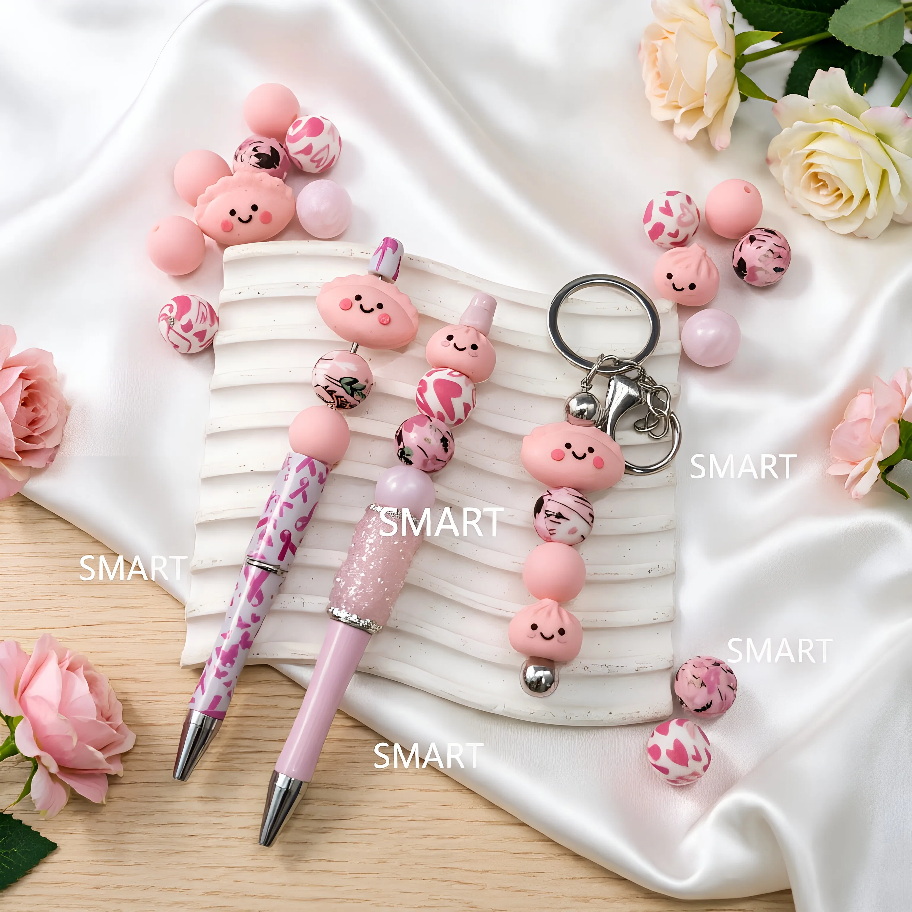 28-teiliges Set aus Silikonperlen in Brötchen- und Knödelform für DIY-Halsketten, Armbänder, Dekorationen, Stifte, Schmuckanhänger usw. Geburtstagsgeschenk für die Feiertage – Detail 6