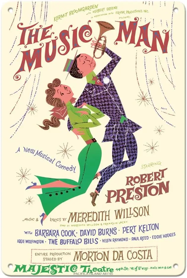 Pacifica Island Art The Music Man - Starring Robert Preston - Majestic Theater Broadway - Vintage Theater Poster by David Klein