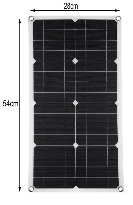 Solar Panel with Dual USB Port Outdoor Portable Battery Charger for Mobile Phone Car Yacht RV Lights Charging 100W 30A 12V