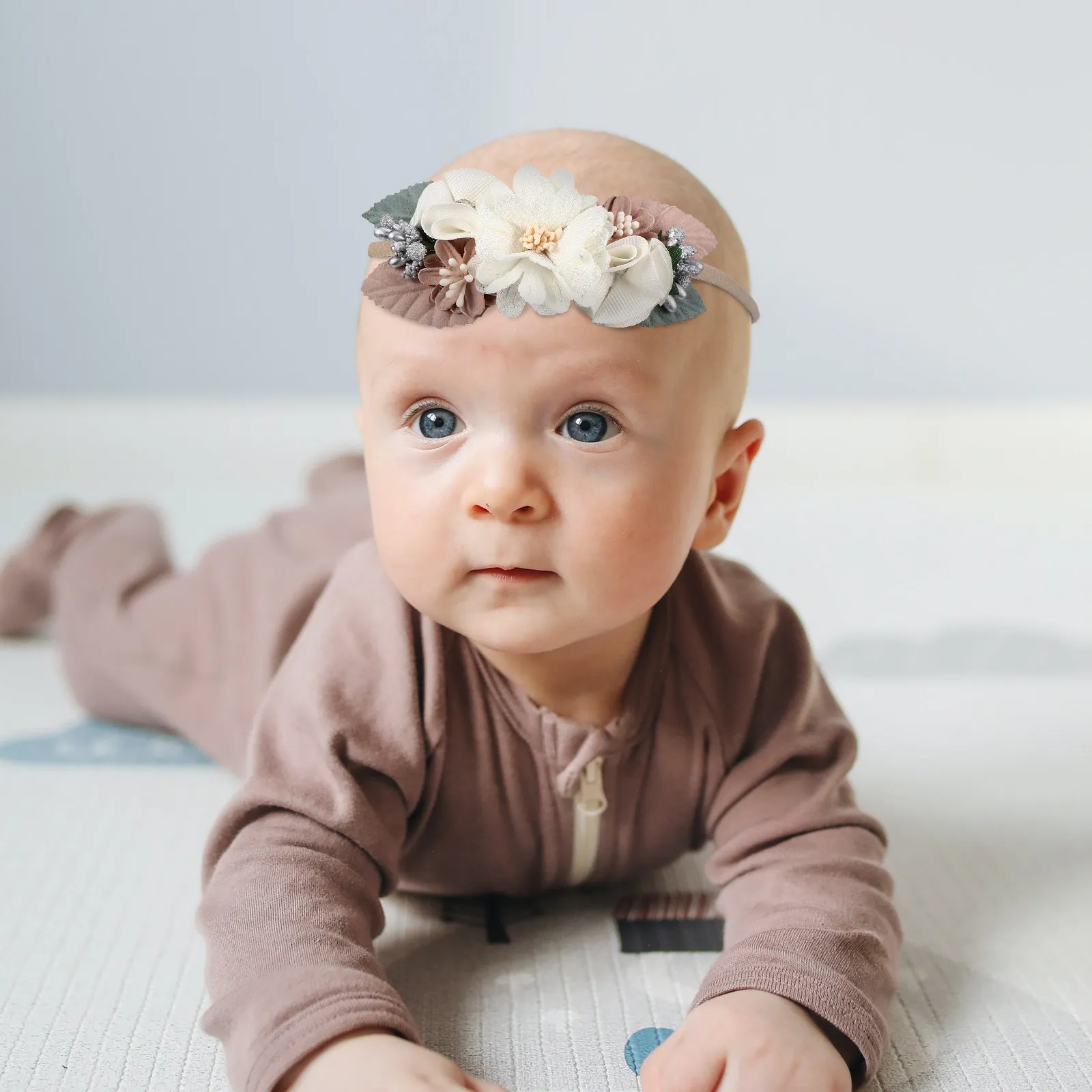 

3Pcs Pearl Flower Baby Headbands for Newborns Toddlers Girls Soft Stretchy Comfortable Photo Prop Decorative