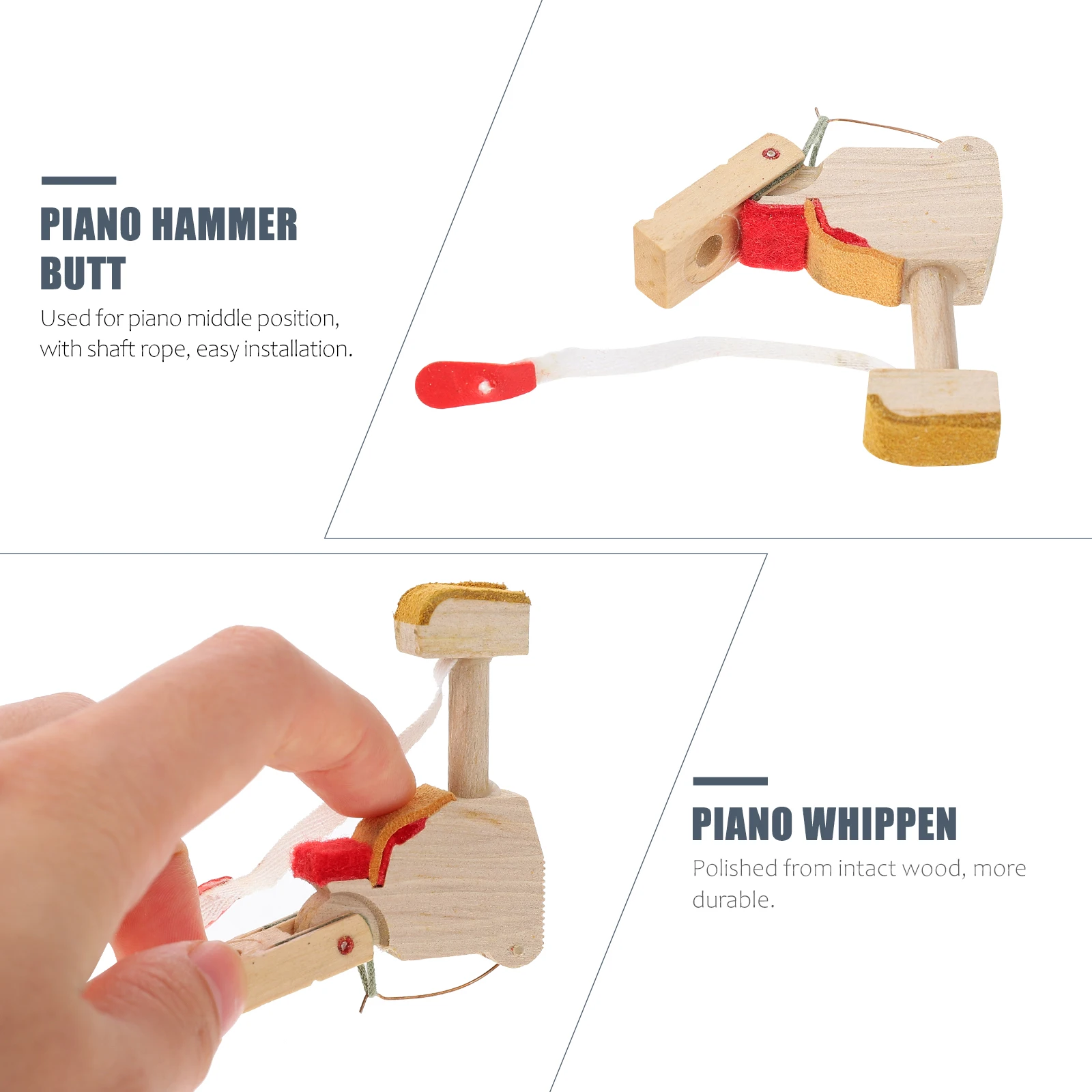 

2pcs Vertical Hammer Butts Premium Wooden Piano Whippen Replacement Parts Durable Scratch-Free For Vertical Piano Repair Khaki