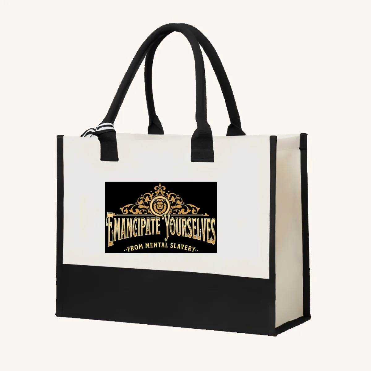 Emanciparse De La Esclavitud Mental 2026 وصل حديثًا حقيبة حمل عصرية واسعة وقابلة لإعادة الاستخدام بنمط طباعة 2 نغمة ثقيلة