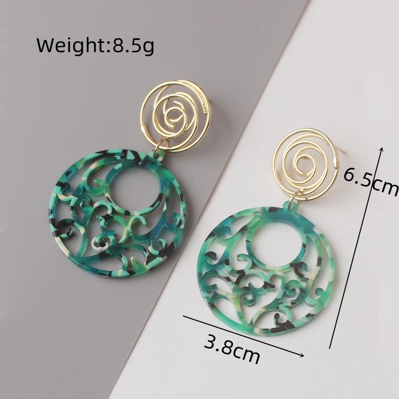 New Green Color Hang Earrings for Women Flower Round Heart Leaf Butterfly Metal Brincos Sweet Jewelry Summer Christmas Girl Gift